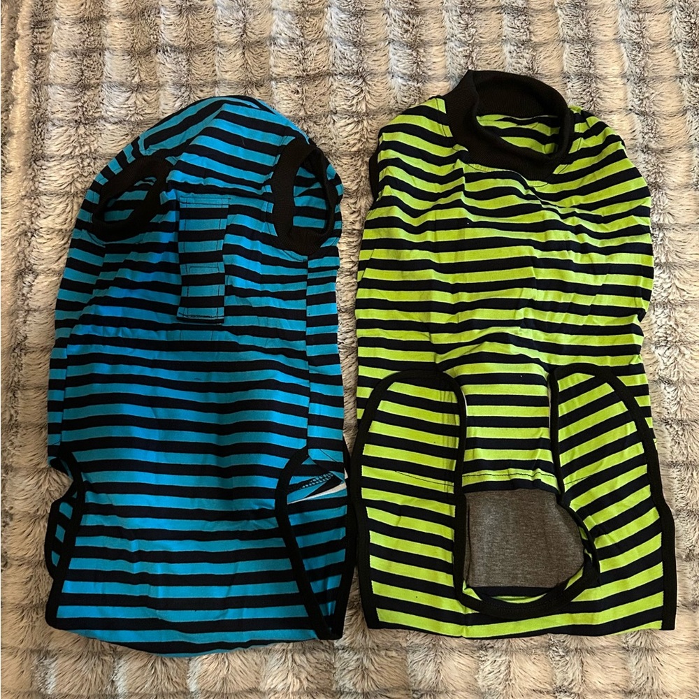 Striped Dog Suits - Blue and Green